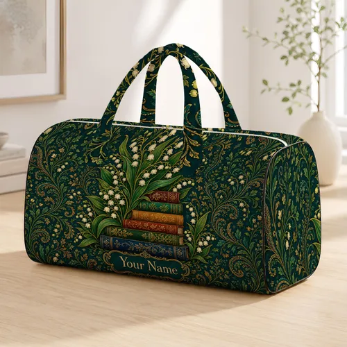Lily Of The Valley Books Vintage Library Romance Garden Reader Gift For Book Lovers Quilted Weekend Bag