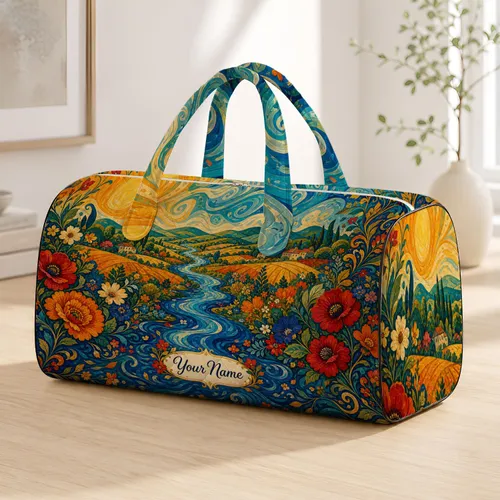 Post Impressionist River Garden Landscape For Artful Travel And Classic Culture Lovers Quilted Weekend Bag