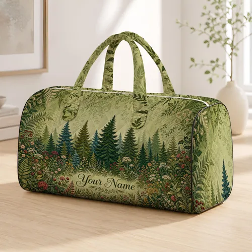 Sage Pine Forest Wildflower Greenery For Rustic Camping Getaways And Nature Lovers Quilted Weekend Bag