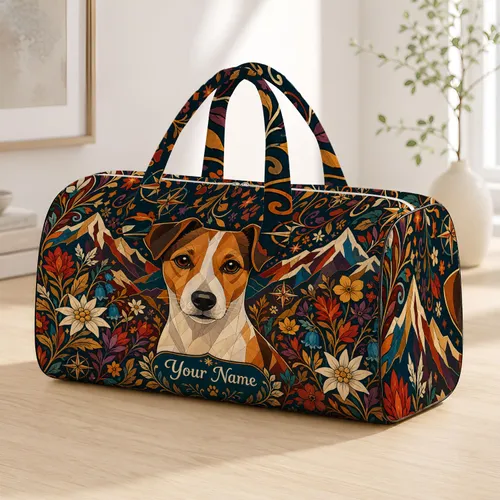Jack Russell Terrier Mosaic Portrait For Colorful Travel Getaways And Dog Lovers Quilted Weekend Bag