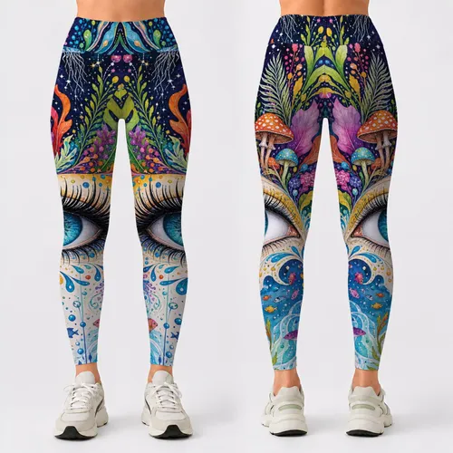 Surreal Blue Eye With Cosmic Ocean Botanicals For Dreamy Home Relaxation Women's Leggings