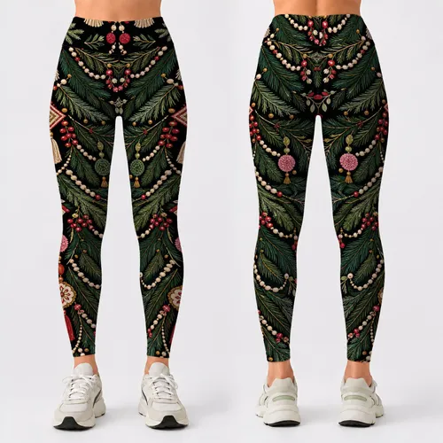 Boho Evergreen Garland Ornaments For Festive Winter Holiday Boutique Outfit Style Leggings