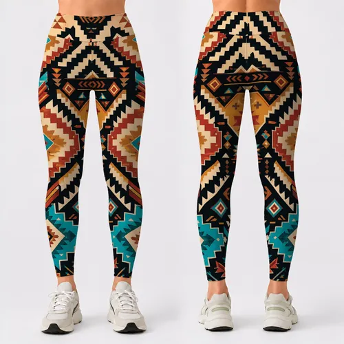Southwestern Geometric Medallions For Boho Desert Festivals And Studio Style For Women Leggings