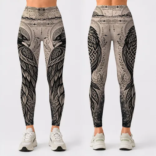 Nordic Bohemian Eagle Totem For Yoga Festival Streetwear And Casual Outfits Women Leggings