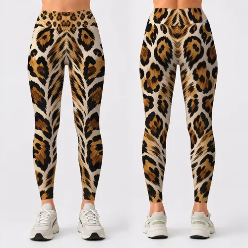 Bold Tawny Leopard Rosettes For Chic Streetwear, Gym Looks, And Night Out Style Leggings