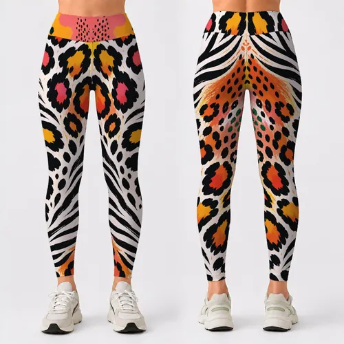 Vibrant Safari Animal Marks For Gym, Yoga, Running, Festival Athleisure Looks Leggings