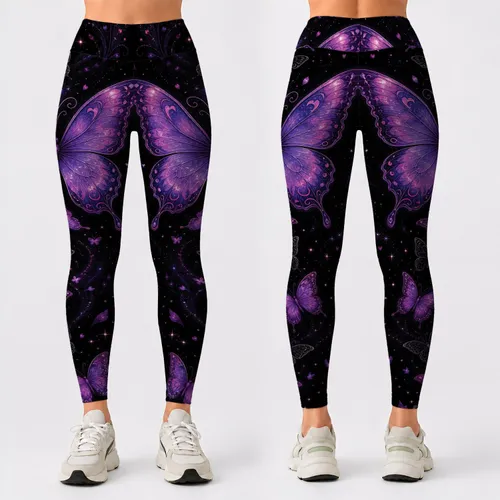 Nocturnal Purple Butterfly Fantasy Valentine Gothic Romance Outfit Gift For Her Style Leggings