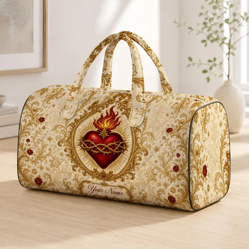 Sacred Heart Devotional Emblem For Church Travel, Prayer Retreats, And Faith Gifts Quilted Weekend Bag