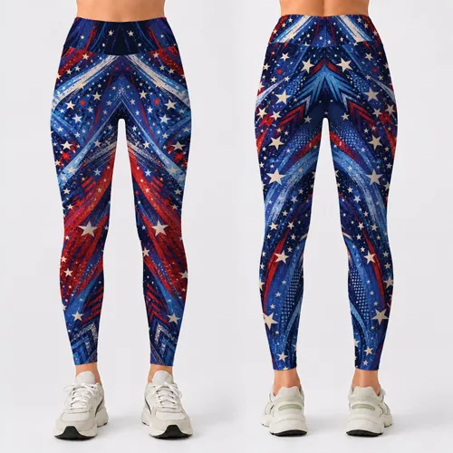 Patriotic Stars And Flowing Stripes For July Fourth Festivals And Active Everyday Wear Leggings