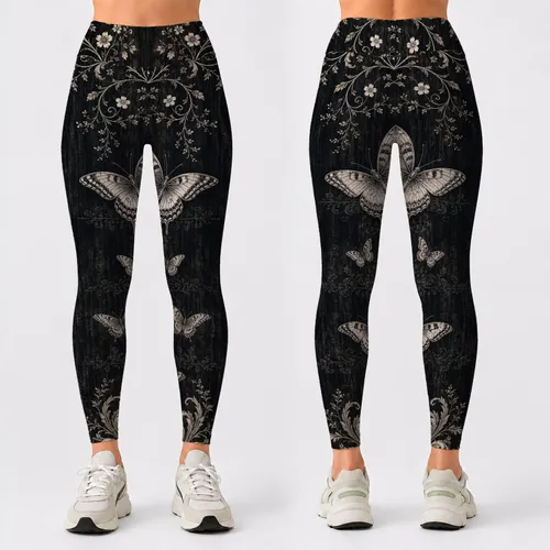 Vintage Botanical Butterfly Motifs For Gothic Everyday Outfits And Dark Academia Style Leggings