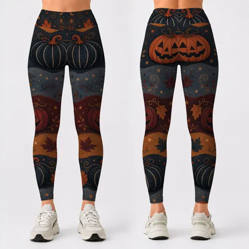 Vintage Halloween Pumpkins And Jack O Lanterns For Autumn Parties And Everyday Wear Leggings