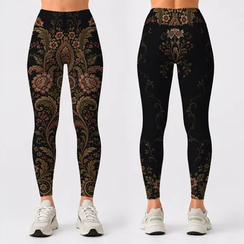 Vintage Botanical Paisley Tapestry For Boho Everyday Wear And Festival Outfits Women Leggings