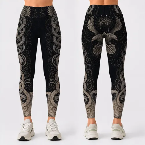 Nordic Sea Eagle Knotwork Celtic Mythic Style For Viking Festivals And Everyday Wear Leggings
