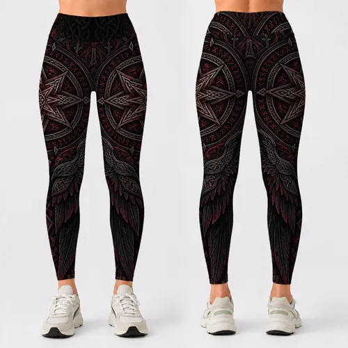 Norse Raven Wings And Celtic Knotwork For Gothic Festivals And Outdoor Adventures Leggings