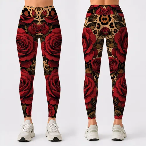 Crimson Rose Leopard Animal Spots For Summer Gym Yoga Fitness And Fierce Street Style Leggings