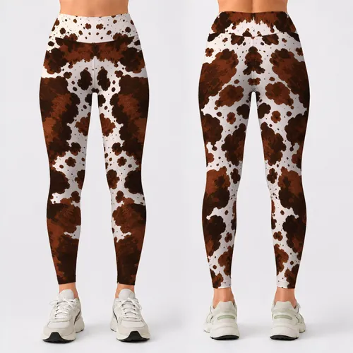 Chestnut Cowhide Spots For Western Ranch Streetwear And Rodeo Outfits For Her Style Leggings