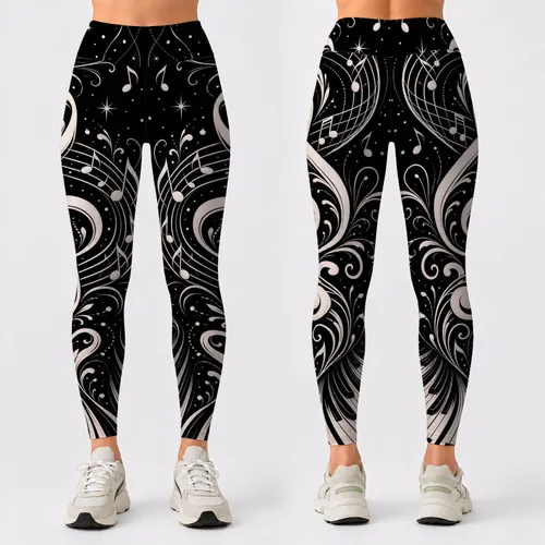 Monochrome Piano Key Music Swirl For Concert Nights And Studio Performer Style Looks Leggings