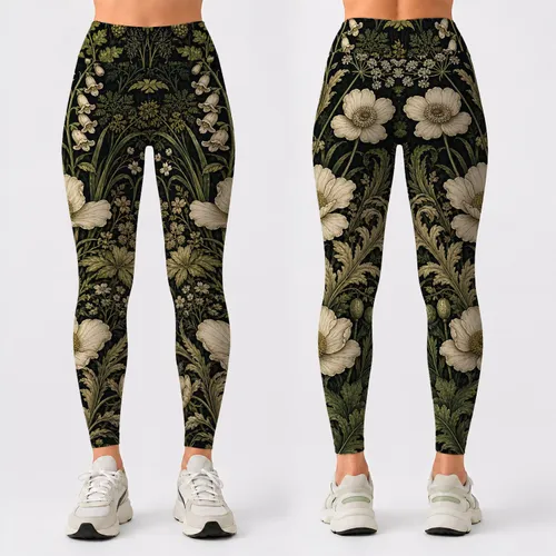 Dark Enchanted Woodland Florals For Gothic Cottagecore Yoga And Everyday Outfits Leggings