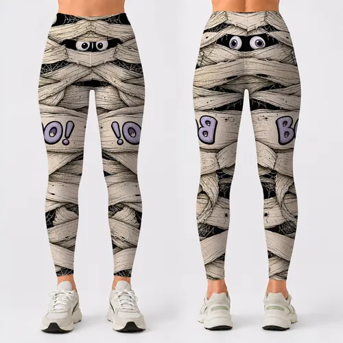 Mummy Wrap Boo Spiders For Halloween Parties, Costume Outfits And Spooky Season Wear Leggings