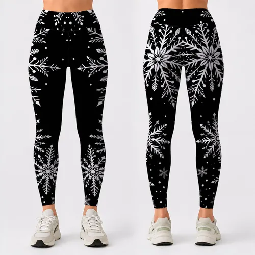 Black And White Christmas Snowflakes For Minimalist Winter Holiday Yoga Style Women Leggings