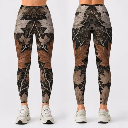Y2K Woodland Camouflage Autumn Leaves For Chic Streetwear And Festival Outfit Looks Leggings