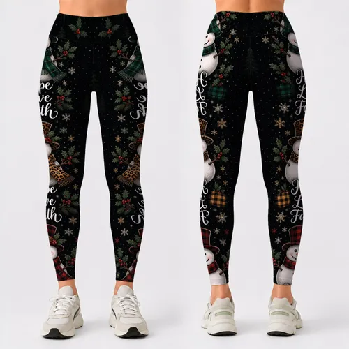 Snowman Hope Love Faith Christmas Holiday Cozy Wear for Women Winter Gift Season Leggings