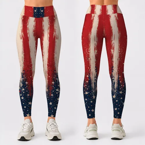 Weathered Patriotic Red White Blue Stars And Stripes For Fourth Of July Celebrations Leggings