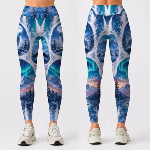 Snow White Wolf Paw Arctic Forest Wildlife For Yoga Gym Hiking And Winter Style Fans Leggings
