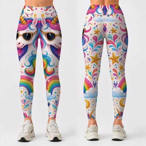 Rainbow Unicorn Sunglasses Fantasy For Festival Parties And Colorful Everyday Style Leggings