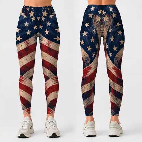 Distressed American Flag Stars And Stripes For Patriotic Gym Workouts And Training Leggings