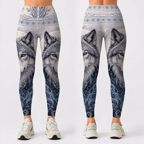 Arctic Wolf Nordic Mythology Snow Moon Style For Winter Yoga And Cozy Outings For Women Leggings