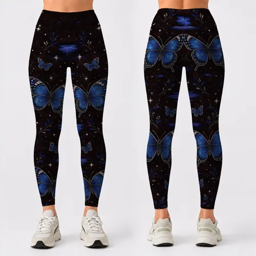 Cobalt Butterfly Celestial Activewear For Gothic Yoga And Festival Style Seekers Leggings