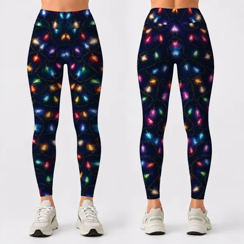 Colorful Christmas String Lights for Holiday Parties, Winter Outfits and Gift Giving Leggings