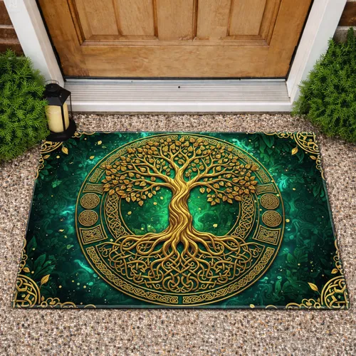 Golden Tree of Life Celtic Knotwork - Home Decor Gift for Celtic Lover Doormat