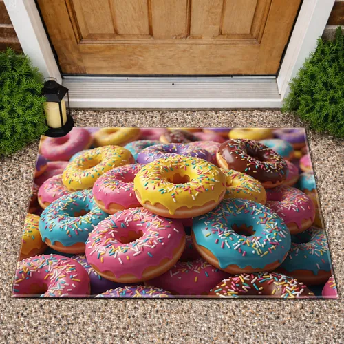 Glazed Donuts Colorful Sprinkles - Home Decor Gift for Donut Lover Doormat