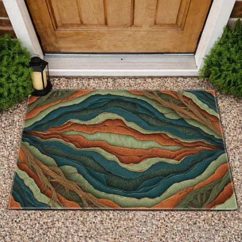 Organic Earthy Waves Home Decor Gift for Nature Lover Doormat