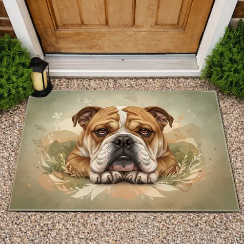 Bulldog Resting Calmly Soft Wrinkles Expressive Eyes - Dog Lover Home Decor Gift Doormat