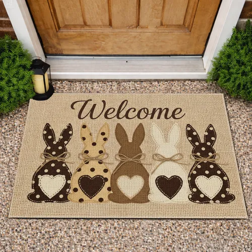 Welcome Bunnies Farmhouse Home Decor Gift for Bunny Lover Doormat