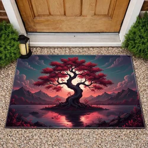 Gnarled Ancient Tree Dark Branches Moon Reflecting Water Scene - Home Decor Gift Doormat