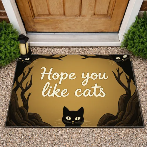 Black Cats Peeking Hope You Like Cats - Cat Lover Home Decor Gift Doormat