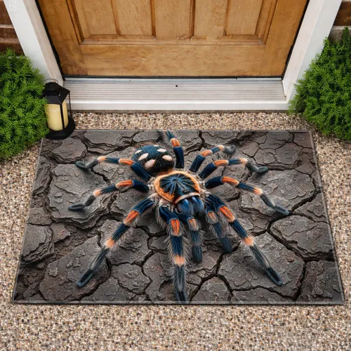 Vibrant Mexican Redknee Tarantula Spider Arid Rock - Home Decor Gift for Spider Lover Doormat