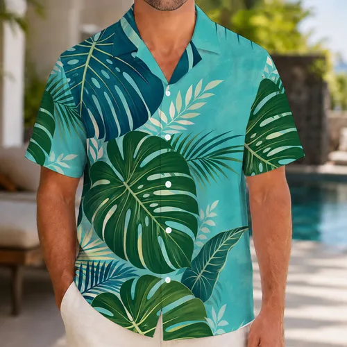 Tropical Monstera And Palm Leaves For Resort Vacation Style And Beach Getaways Hawaiian Shirt