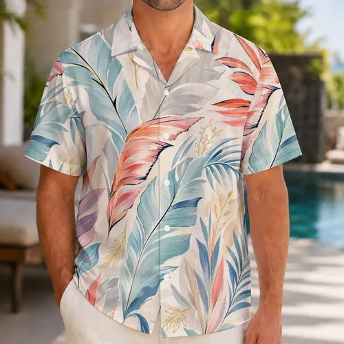 Abstract Tropical Botanical Leaves for Resort Vacations, Cruises and Beach Parties Hawaiian Shirt