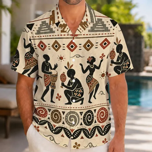 Desert Island Folk Musicians for Beach Vacations, Resort Festivals and Travel Style Hawaiian Shirt