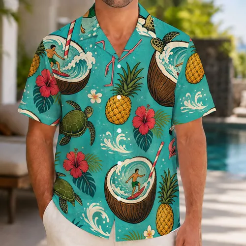 Coconut Surfers And Flamingos For Tropical Beach Vacations And Summer Party Wear Hawaiian Shirt