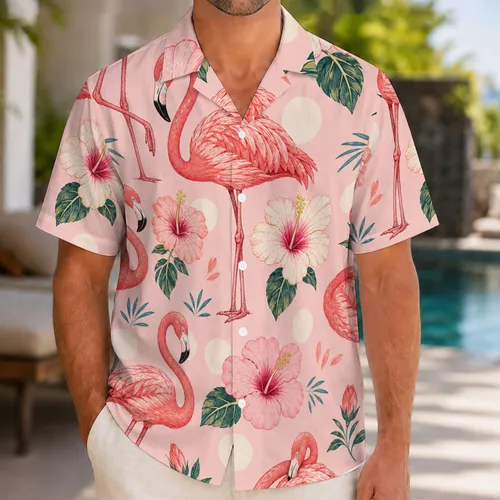 Pink Flamingo Hibiscus Tropical Resort Style For Beach Vacation And Luau Parties Hawaiian Shirt