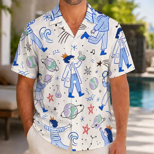 Science Doodle Space Lab Explorers For Summer Resort Parties, Beach Trips And Vacations Hawaiian Shirt