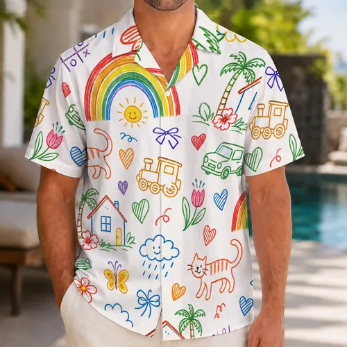 Rainbow Cat Cottage Doodles For Beach Vacations, Resort Days And Playful Summer Outfits Hawaiian Shirt