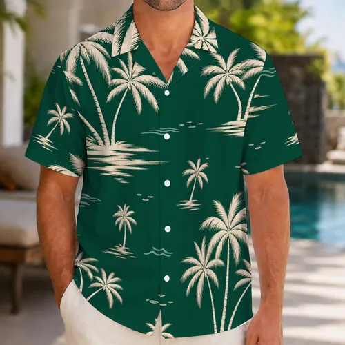 Ivory Palm Grove On Emerald Green For Beach Vacations And Resort Travel Getaways Hawaiian Shirt