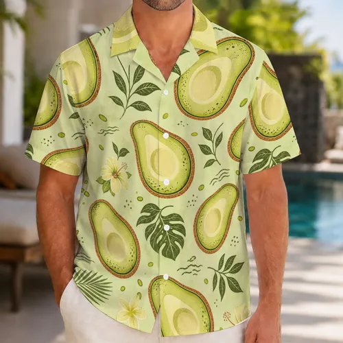 Avocado Fruit Retro Resort Style For Tropical Vacations, Beach Trips And Casual Outings Hawaiian Shirt